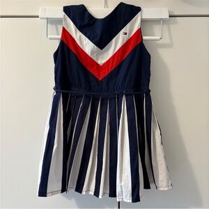 Tommy Hilfiger Navy White and Red Chevron Pleated Dress
